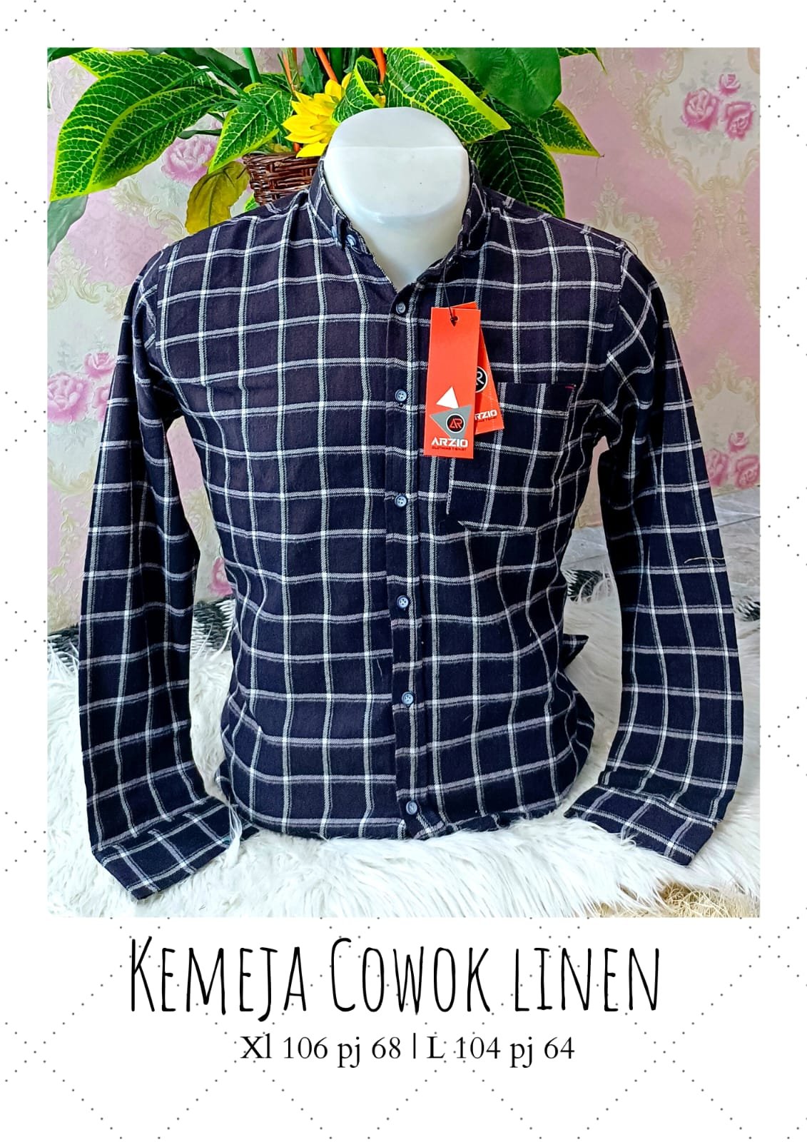 Kemeja flanel motif hitam putih
